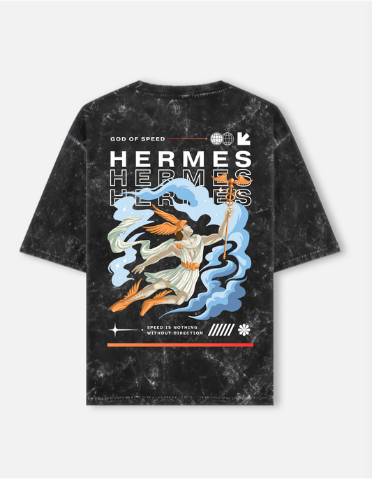 Unisex Acid Washed Oversized Tee - Hermes