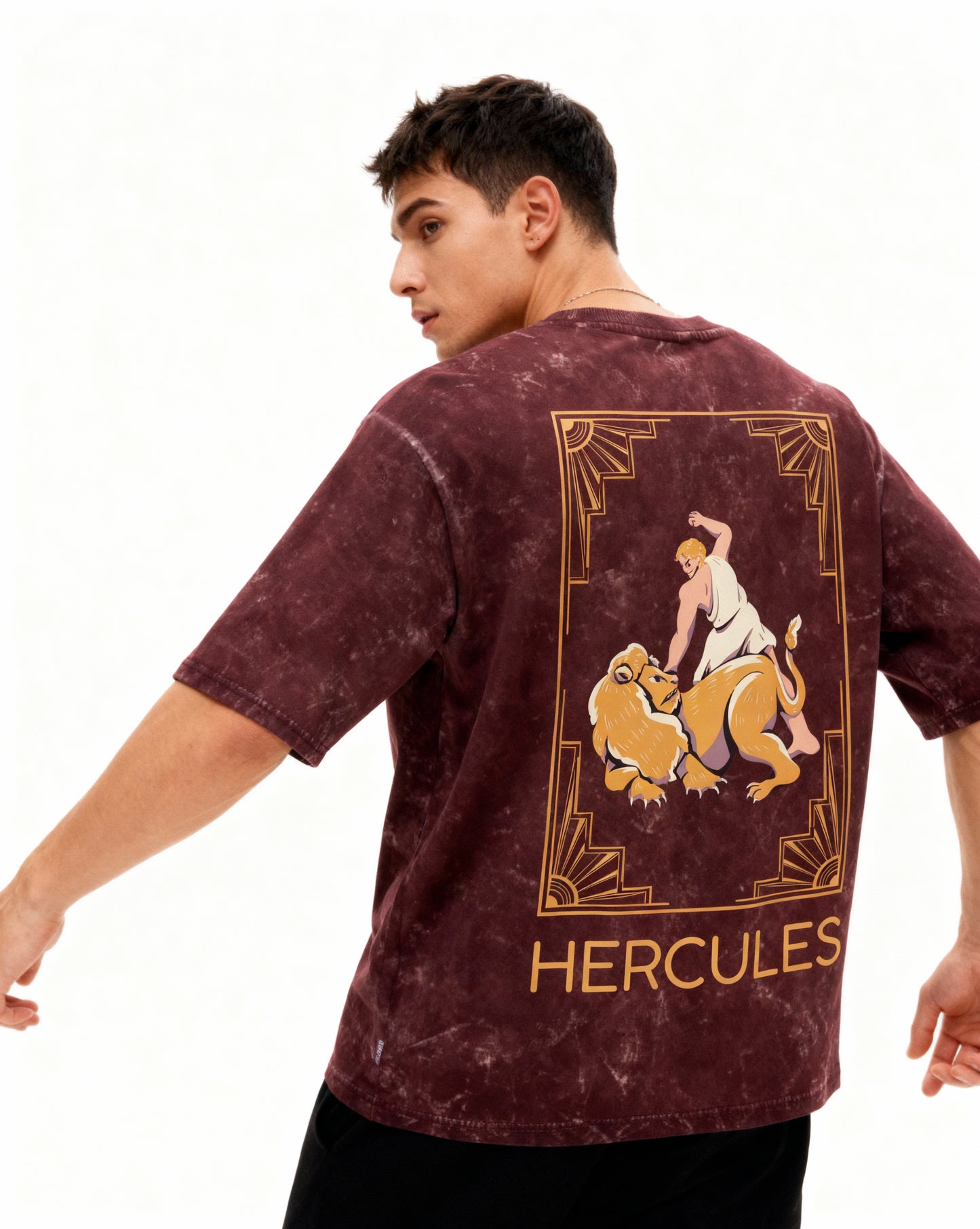 Unisex Acid Washed Oversized Tee - Hercules