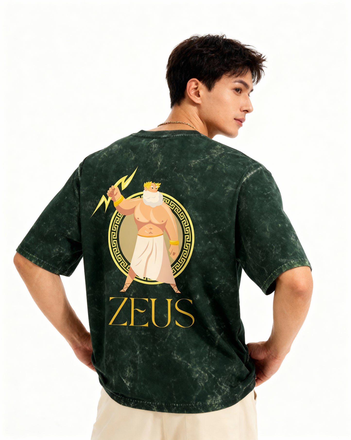 Unisex Acid Washed Oversized Tee - Zeus