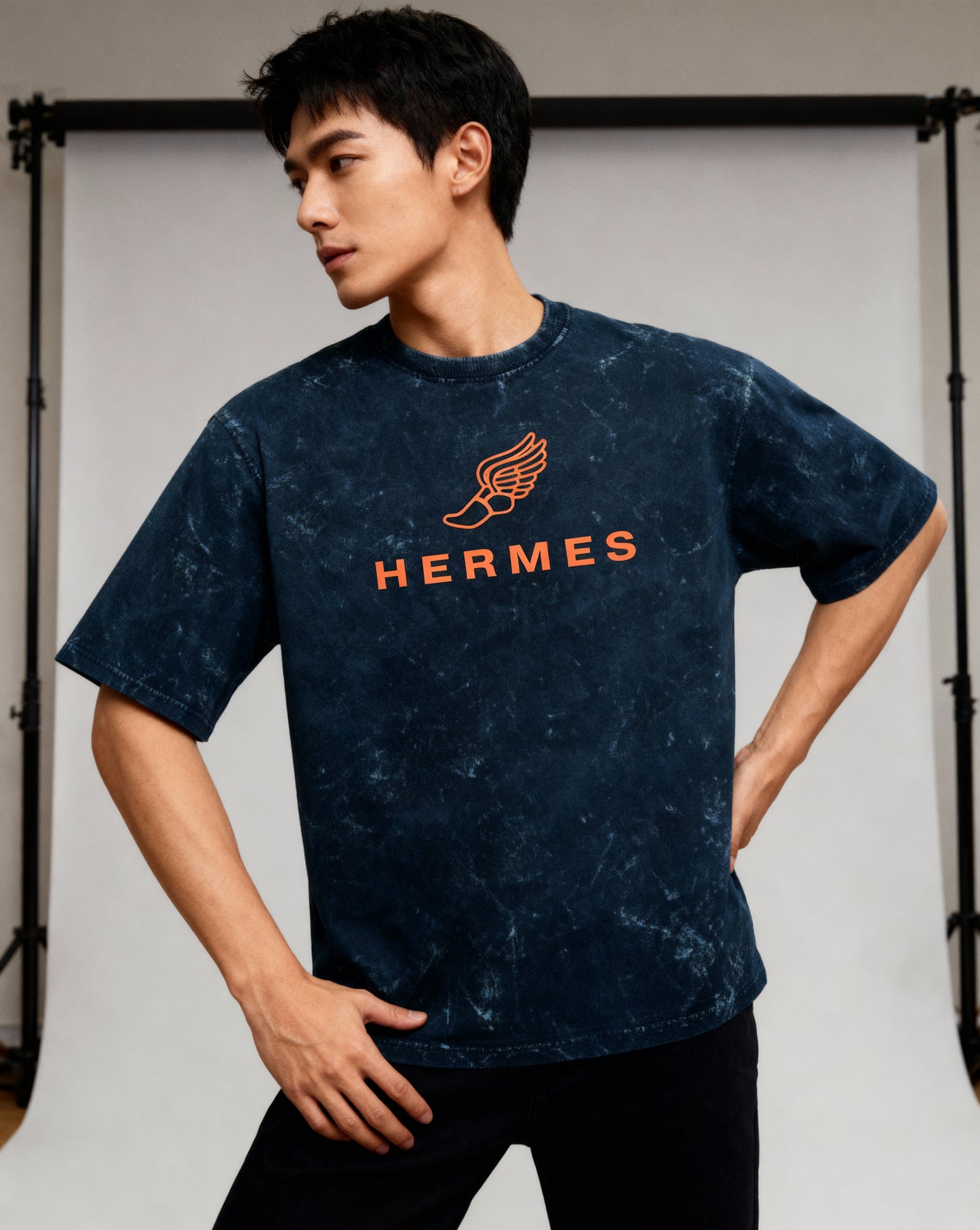 Unisex Acid Washed Oversized Tee - Hermes