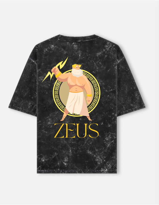 Unisex Acid Washed Oversized Tee - Zeus